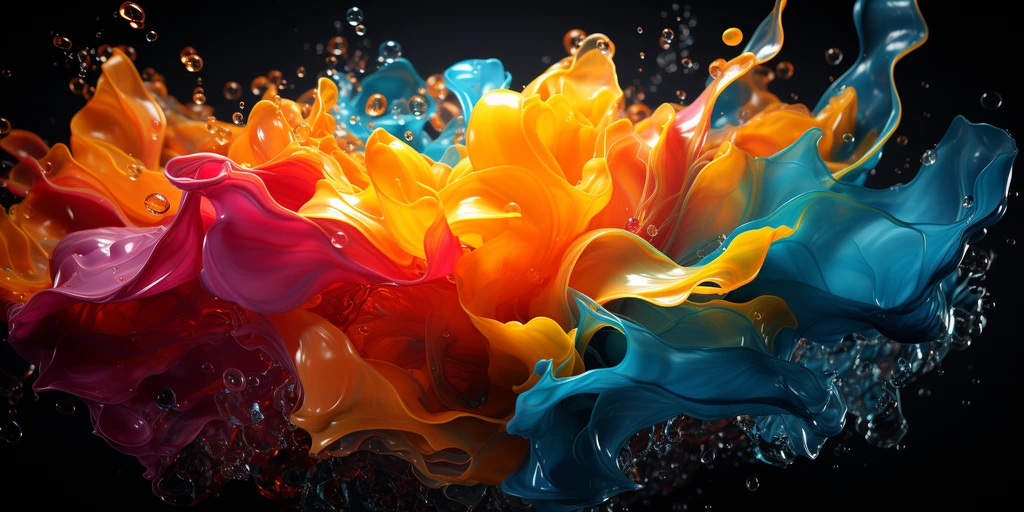 a colorful liquid splashing in water