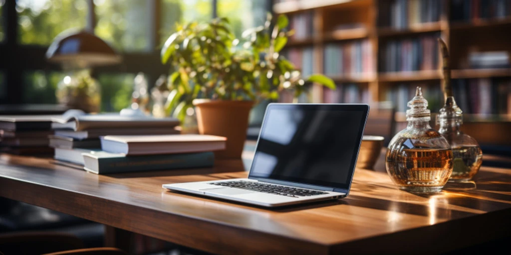 a laptop on a table