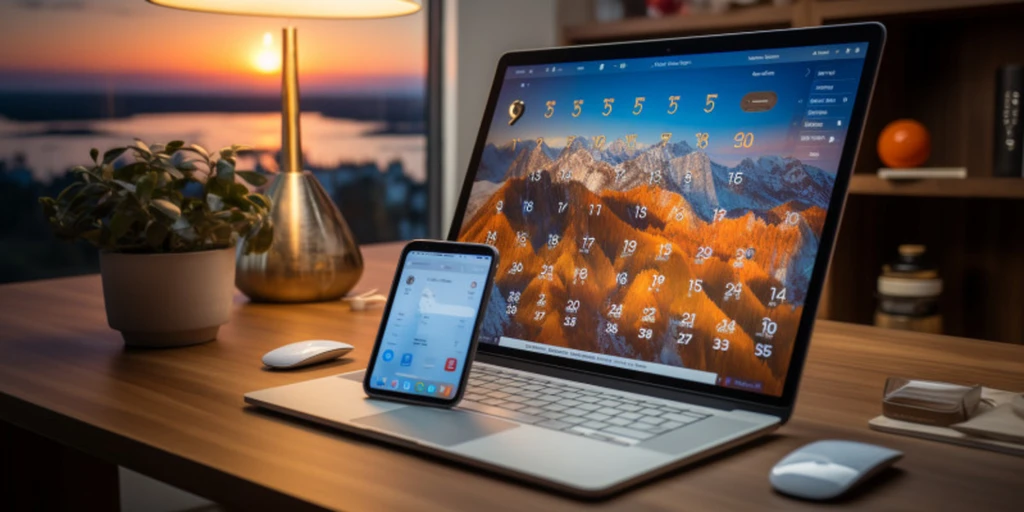 a laptop and phone on a desk