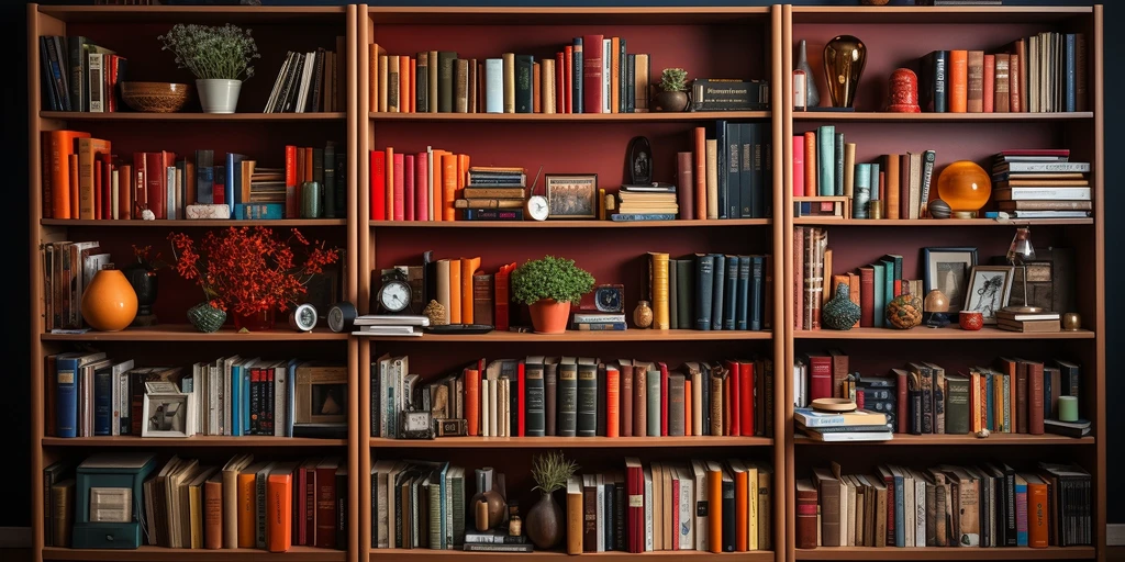 a bookshelf full of books
