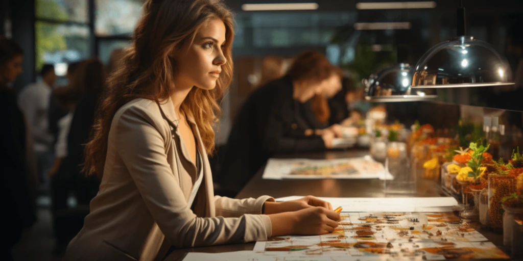 a person sitting at a table with a paper on it