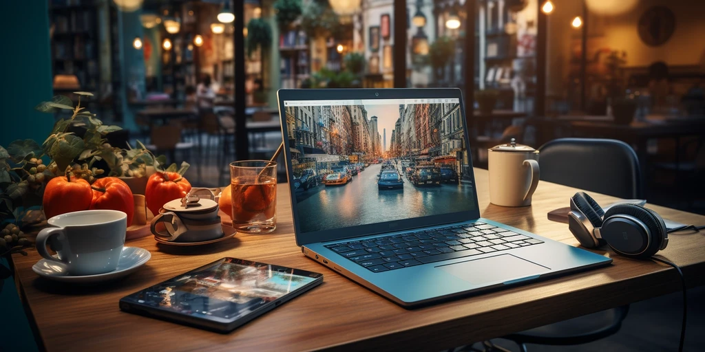 a laptop on a table