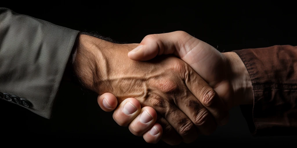 a close up of hands shaking