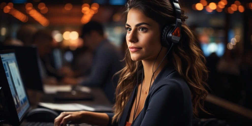 a person wearing headphones and looking away