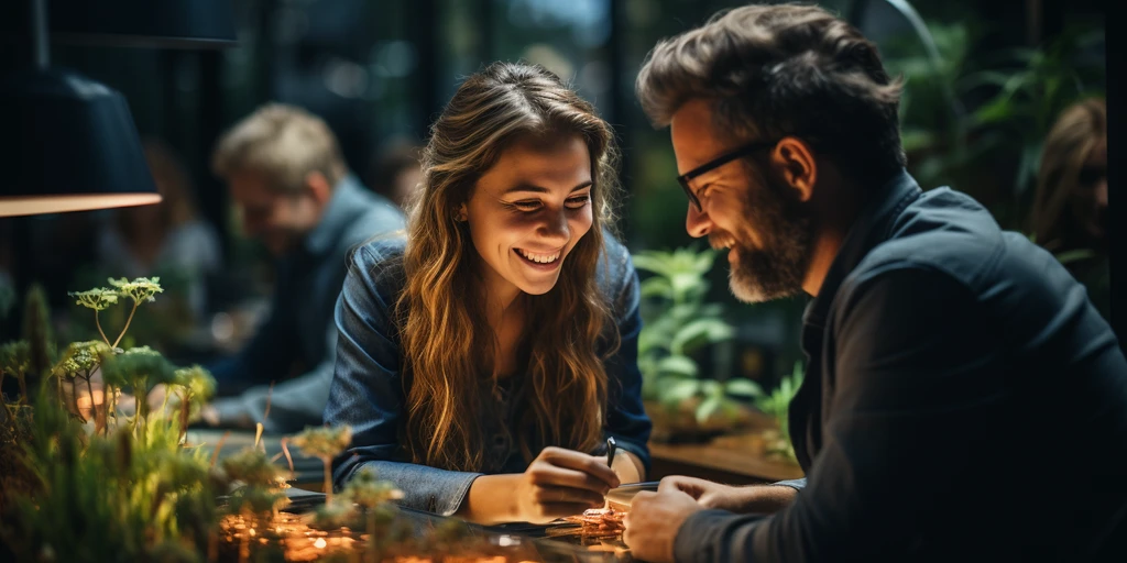 a person and person smiling at each other