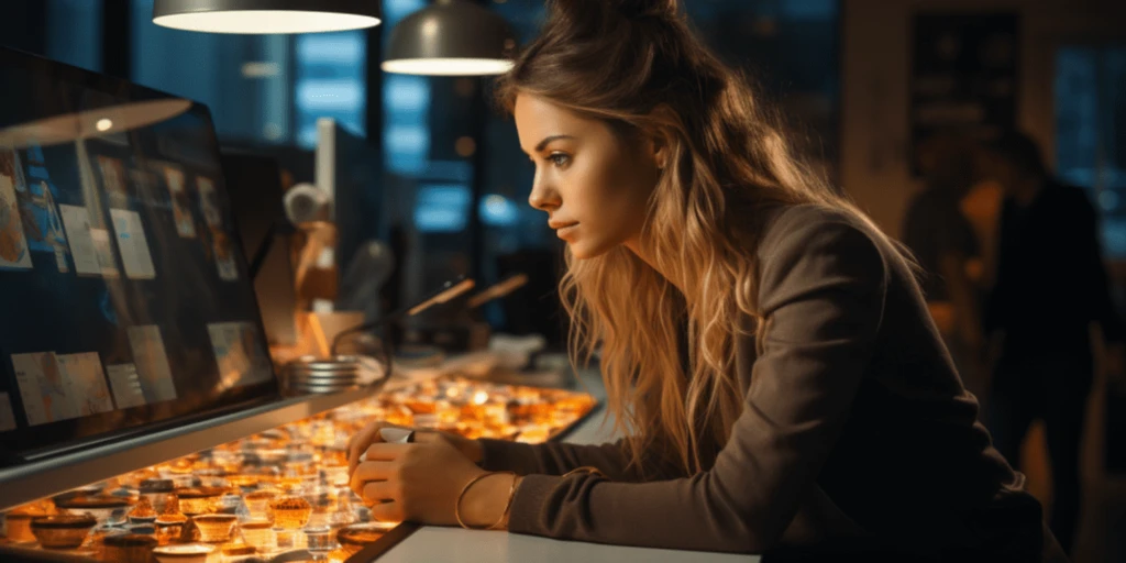 a person sitting at a counter