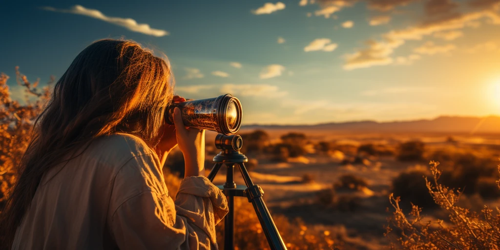 a person looking through a telescope