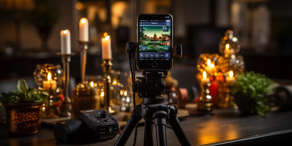 a phone on a tripod