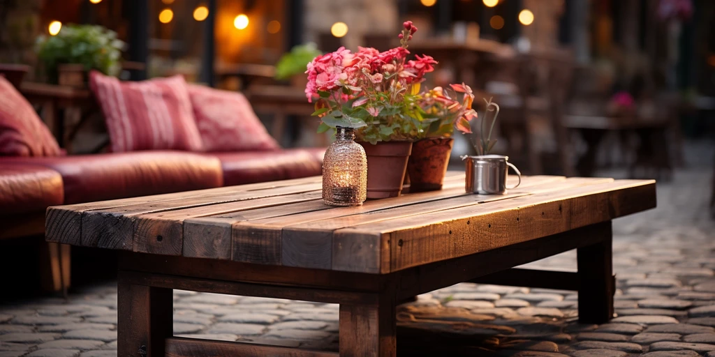 a table with flowers and a cup on it