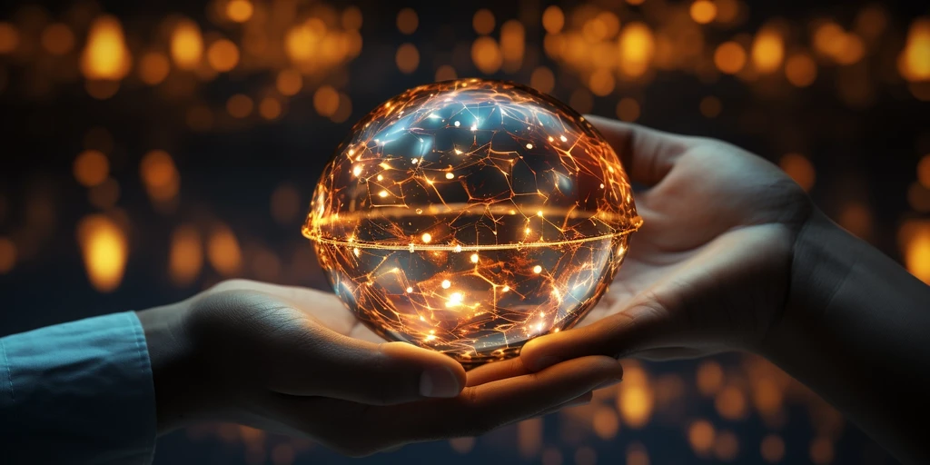 a person holding a glowing sphere