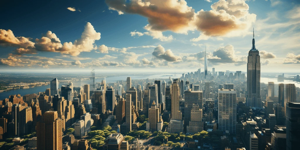 a city with persony tall buildings