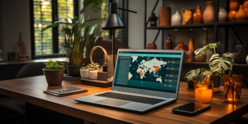 a laptop on a desk