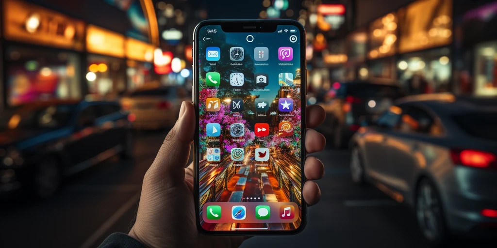 a cell phone with a screen showing the time
