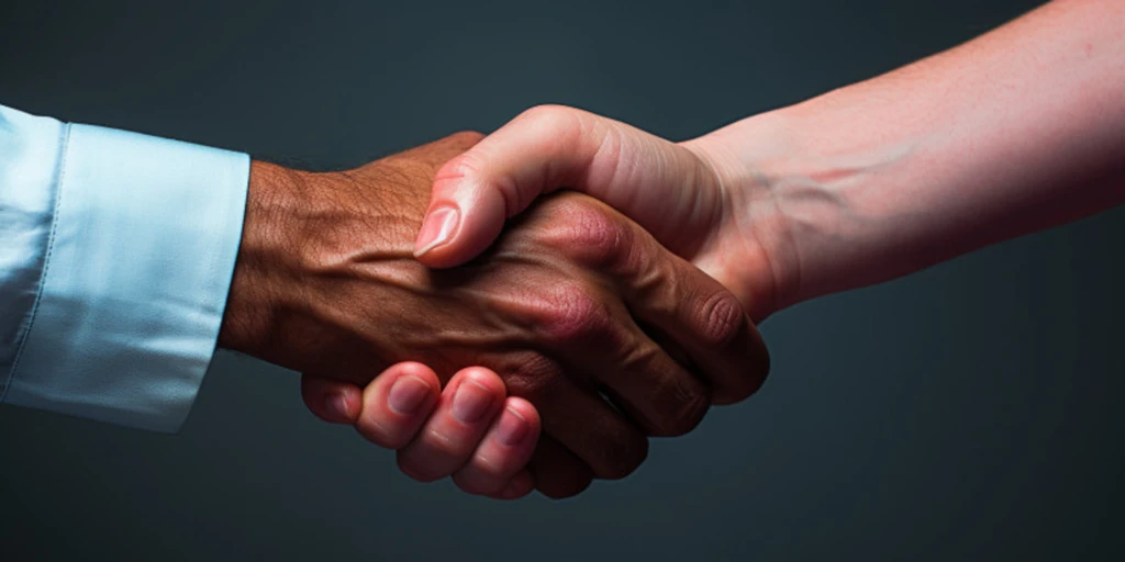 a close-up of a hand shaking