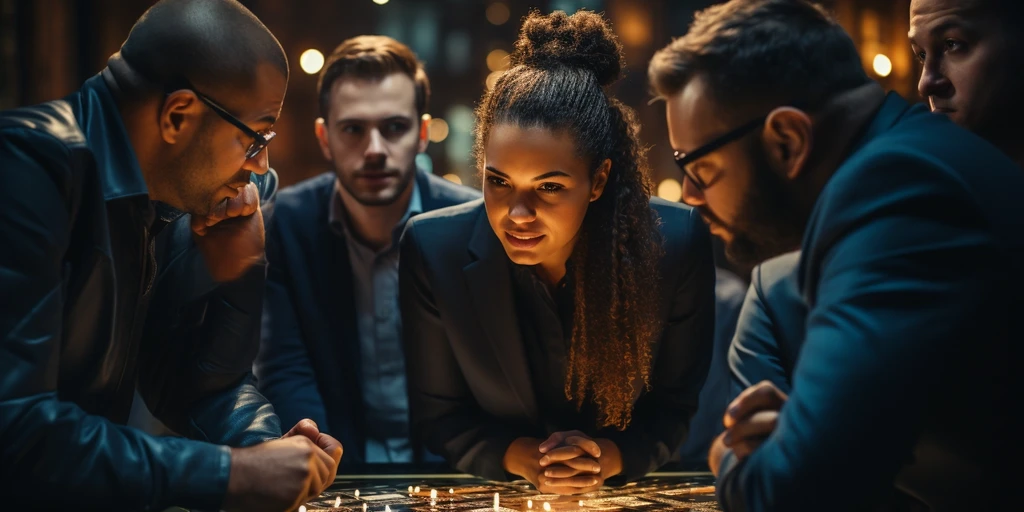 a group of people looking at candles