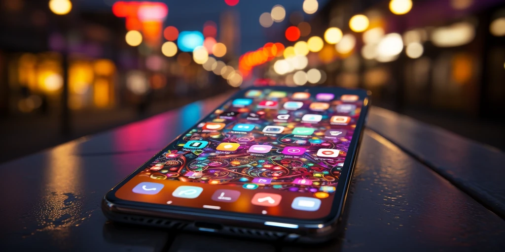 a group of colorful cubes with icons