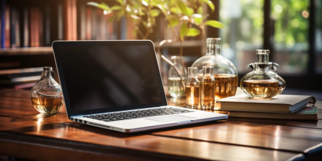 a laptop on a table