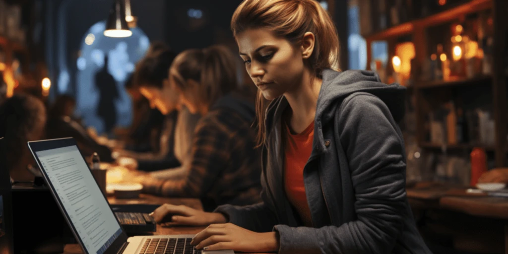 a person sitting at a table using a laptop