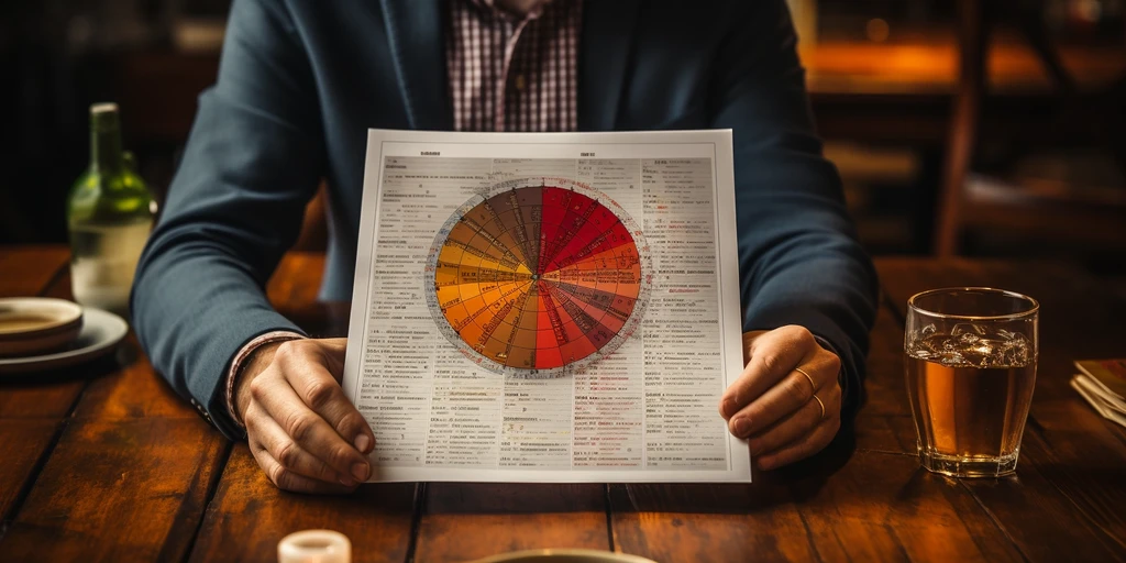 a person holding a paper with a color wheel