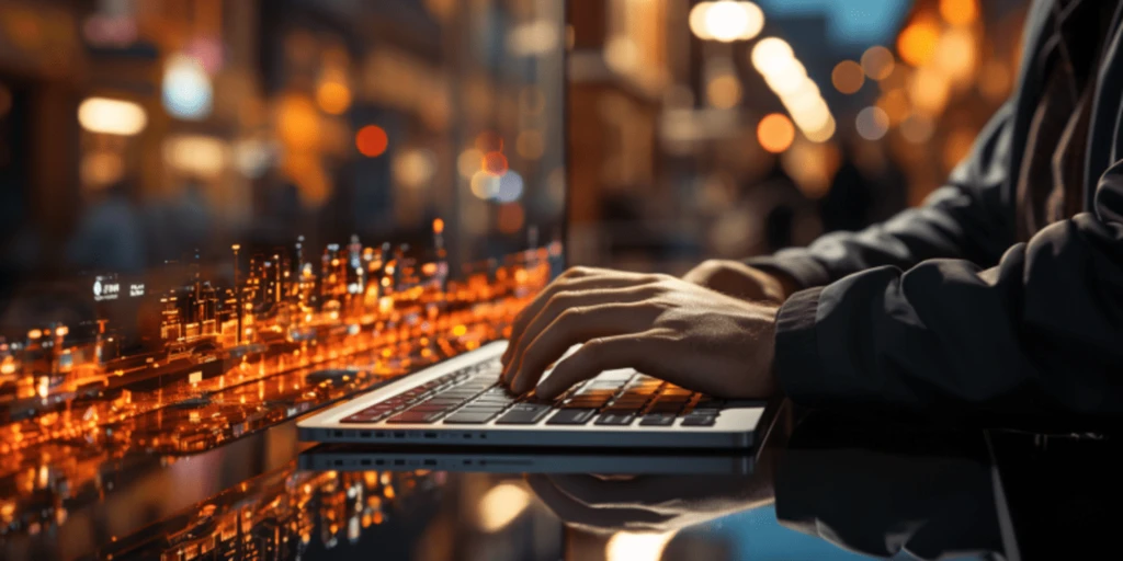 a person typing on a keyboard