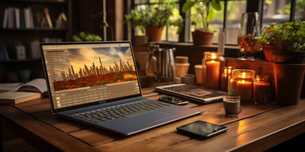 a laptop on a table