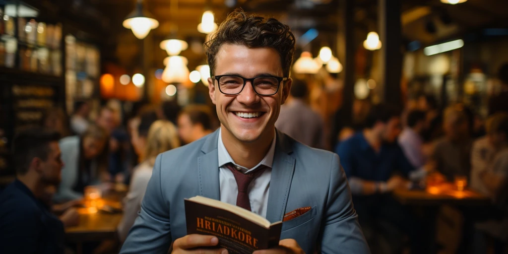 a person holding a book