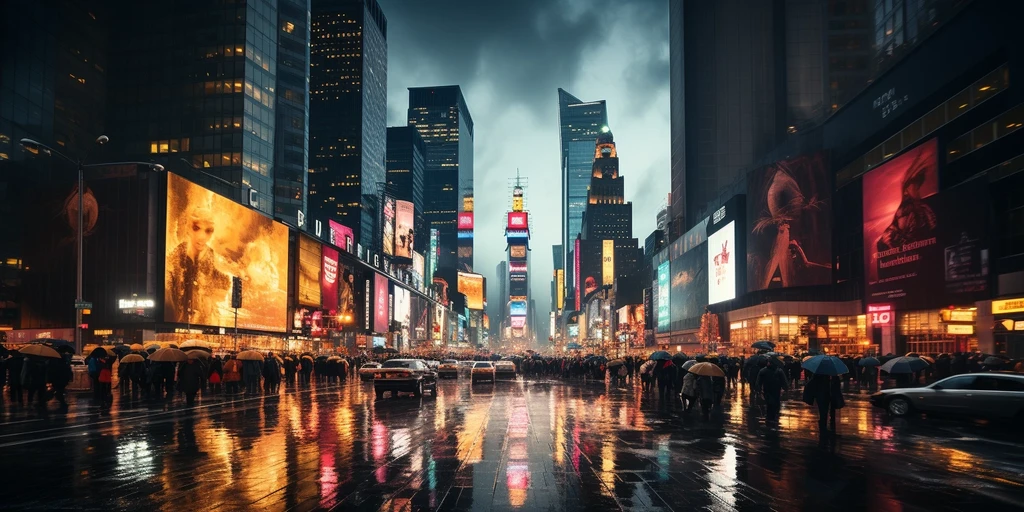 a city street with people walking on it