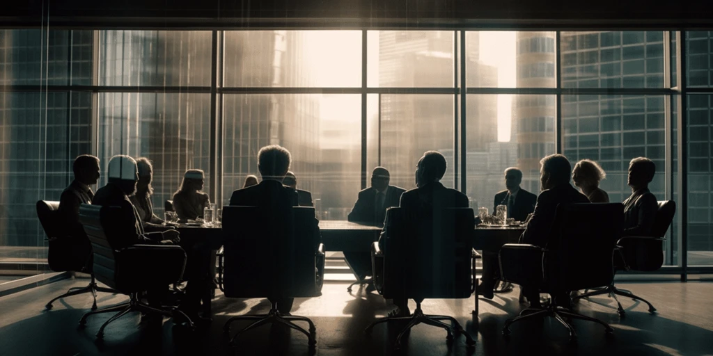 a group of people sitting at a table