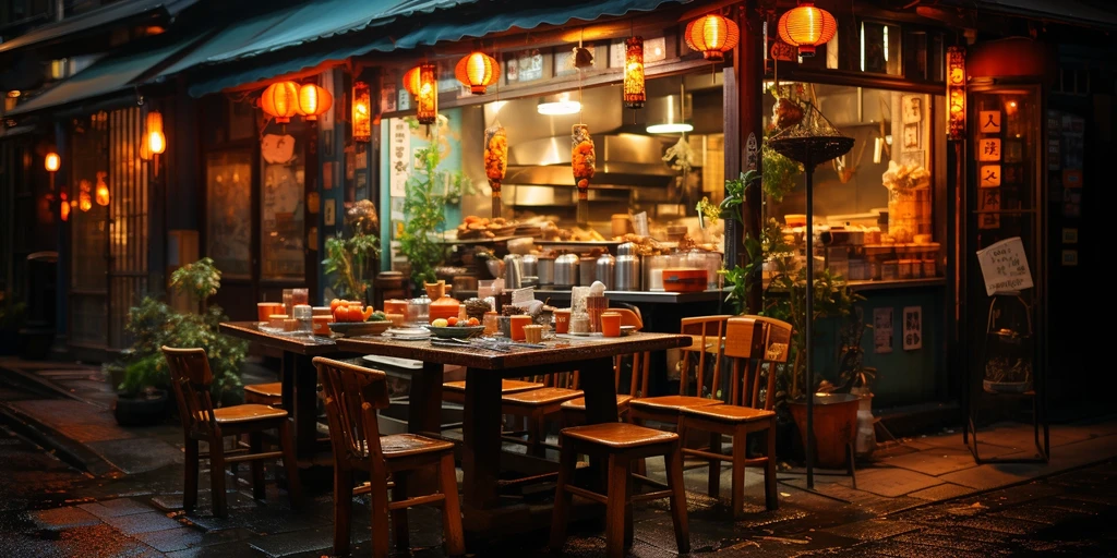 a restaurant with tables and chairs